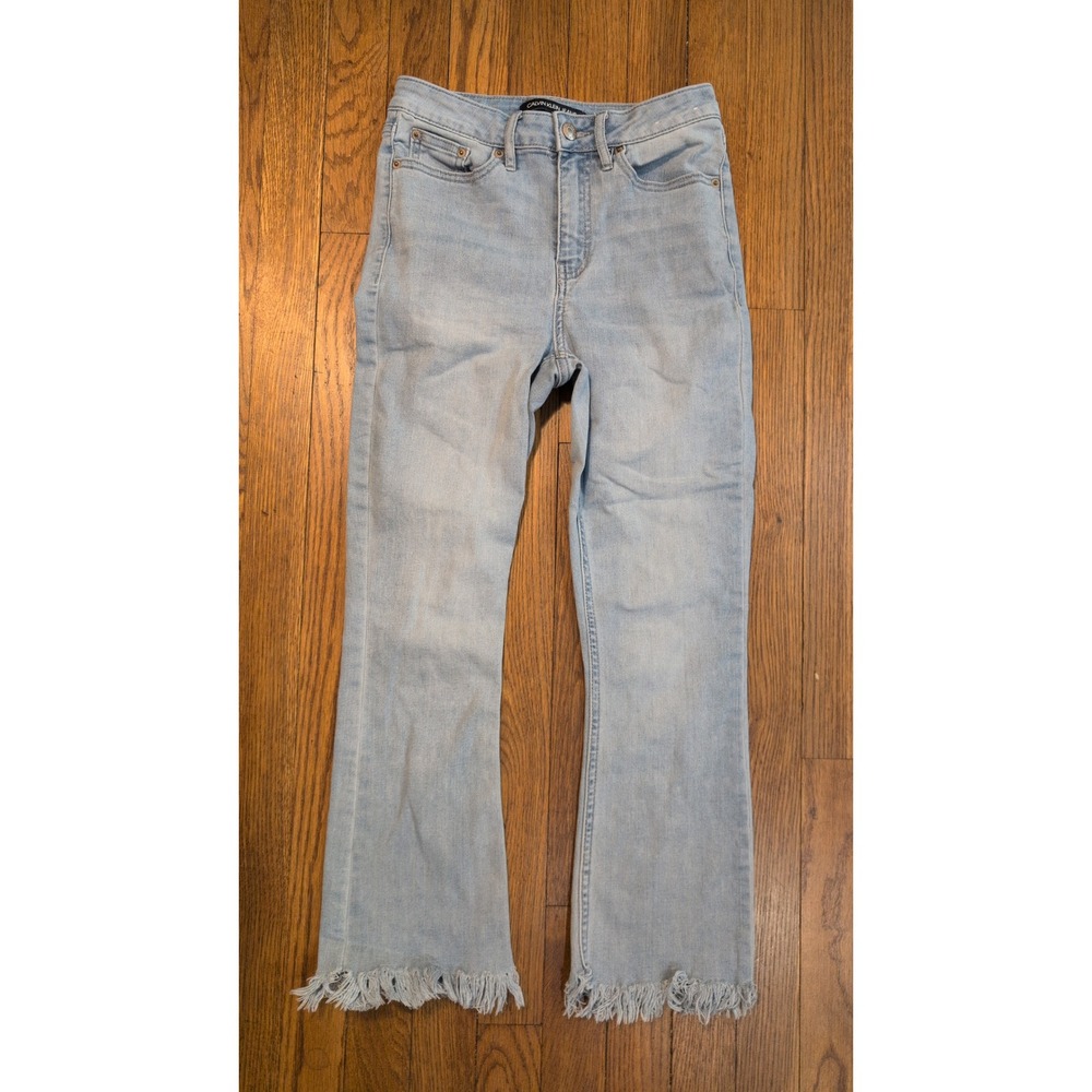 Calvin Klein Jeans Womens 25 Highest Rise Kick Boot Frayed Hem Light Wash Blue
